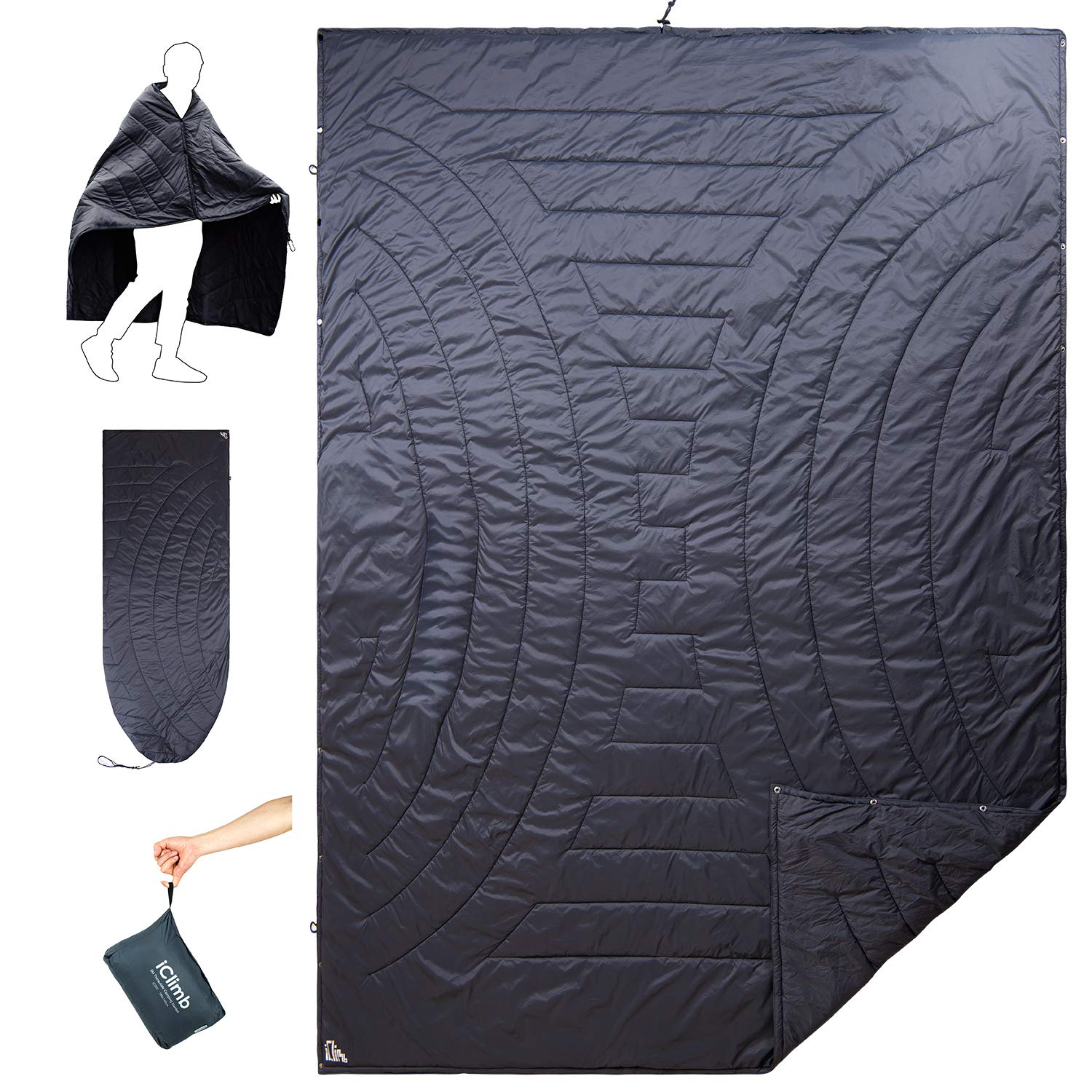 Iclimb 3M Thinsulate Insulation Warm Camping Blanket Ultralight Compact (Dark Grey)