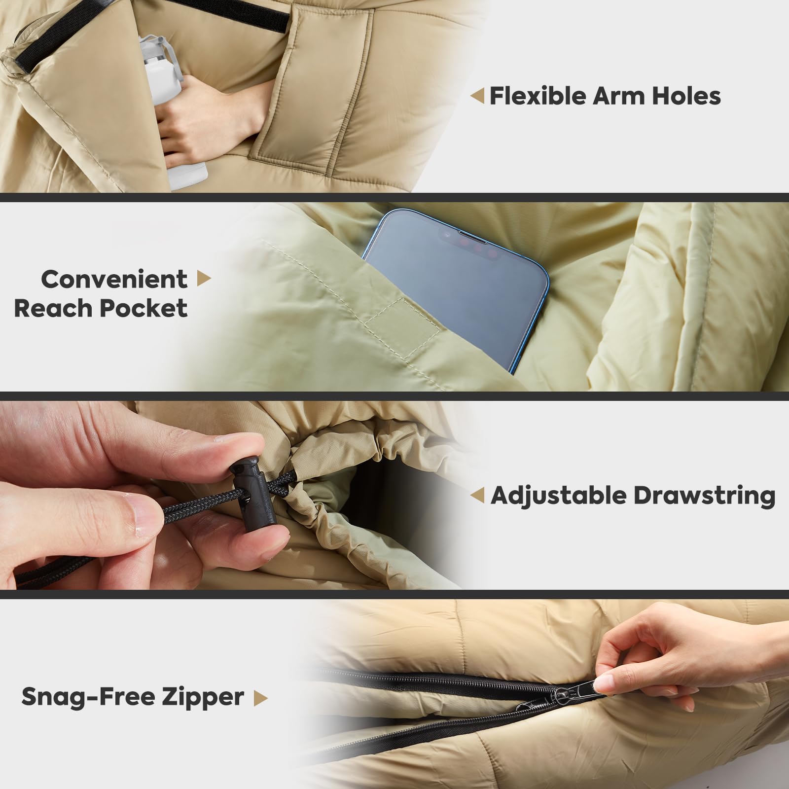 Iceco Xl Sleeping Bags For Adults, 10?F Camping Sleeping Bag Cold Weather, 3 Seasons Backpacking Sleeping Bag, Warm & Washable M