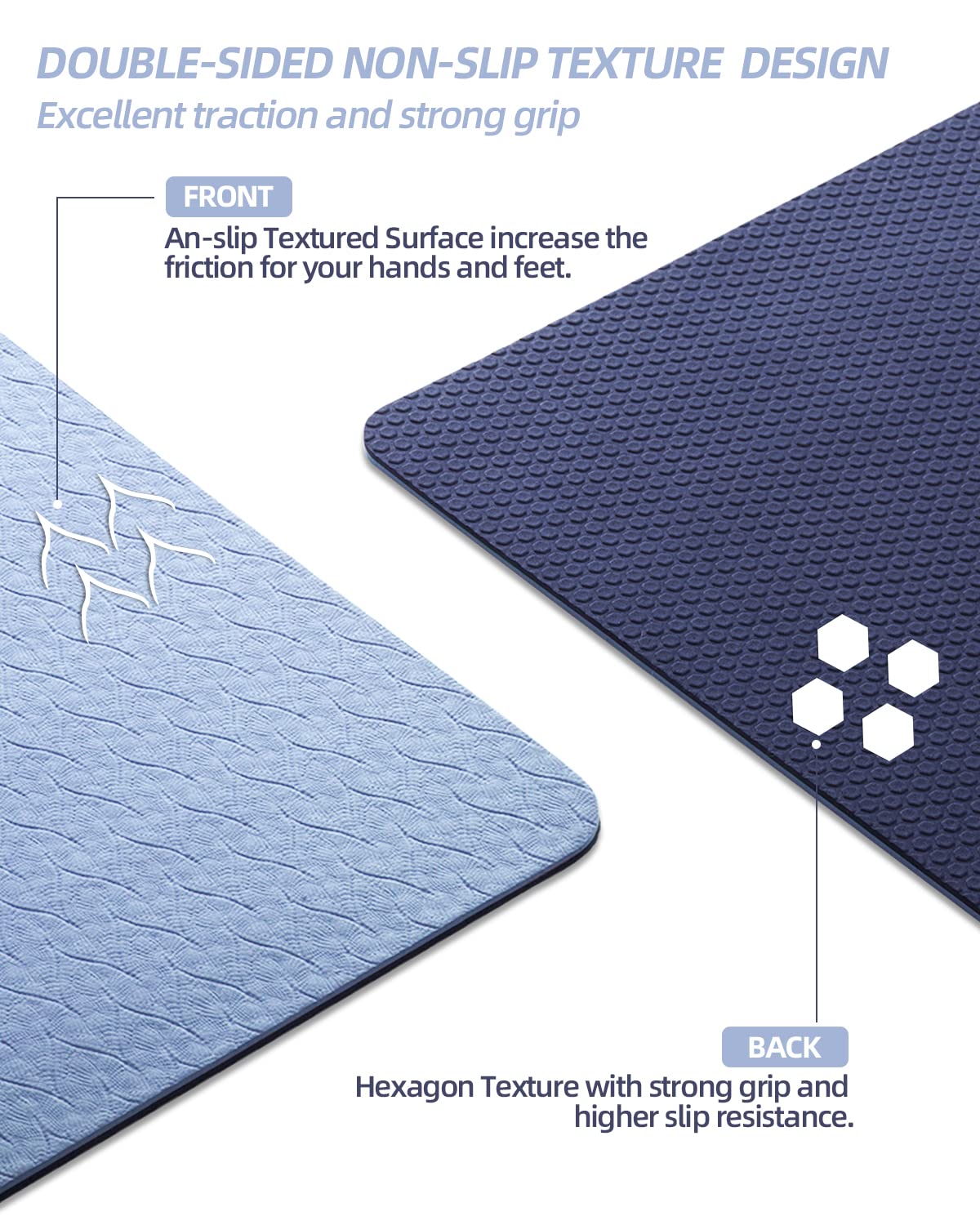 Coolmoon 1/4 Inch Thick Yoga Mat Double-Sided Non Slip,Yoga Mat For Women And Men,Fitness Mats With Carrying Strap,Eco Friendly