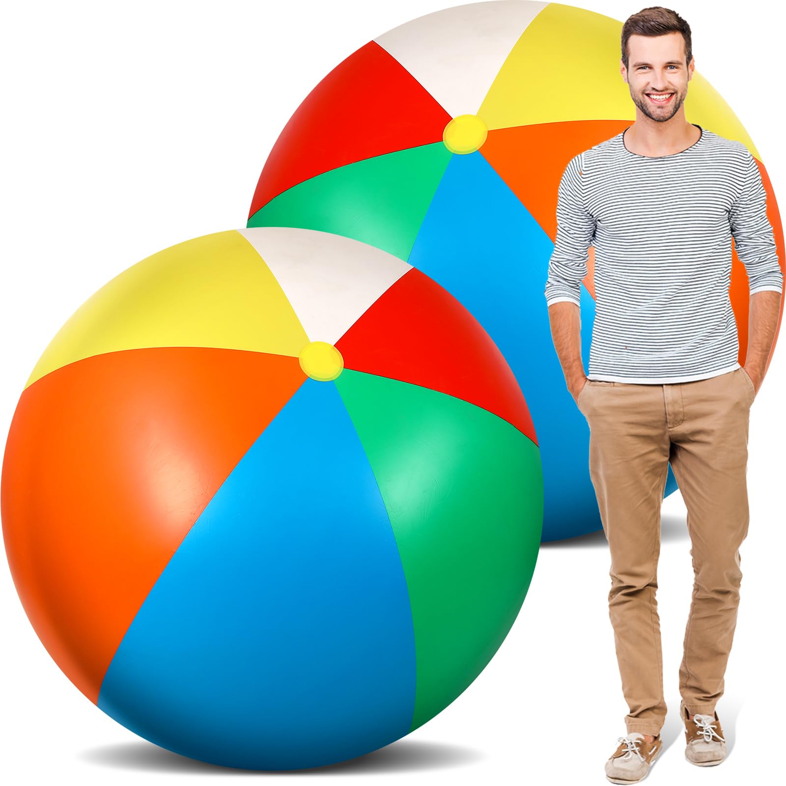 Ceenna 2 Pcs 42.5 Inch Giant Beach Ball Large Inflatable Ball Jumbo Toys for Adults Summer Swimming Pool Water Games Party Favor