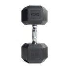 CAP Barbell 55 LB Rubber Coated Hex Dumbbell Hand Weight - Single | Chrome Handle