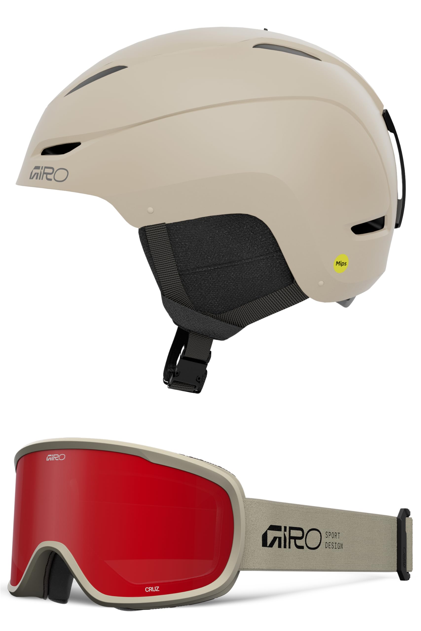 Giro Ratio MIPS Snow Helmet/Goggle Combo - (Combo) Matte Stone - Stone Tan Stacked - Size Medium