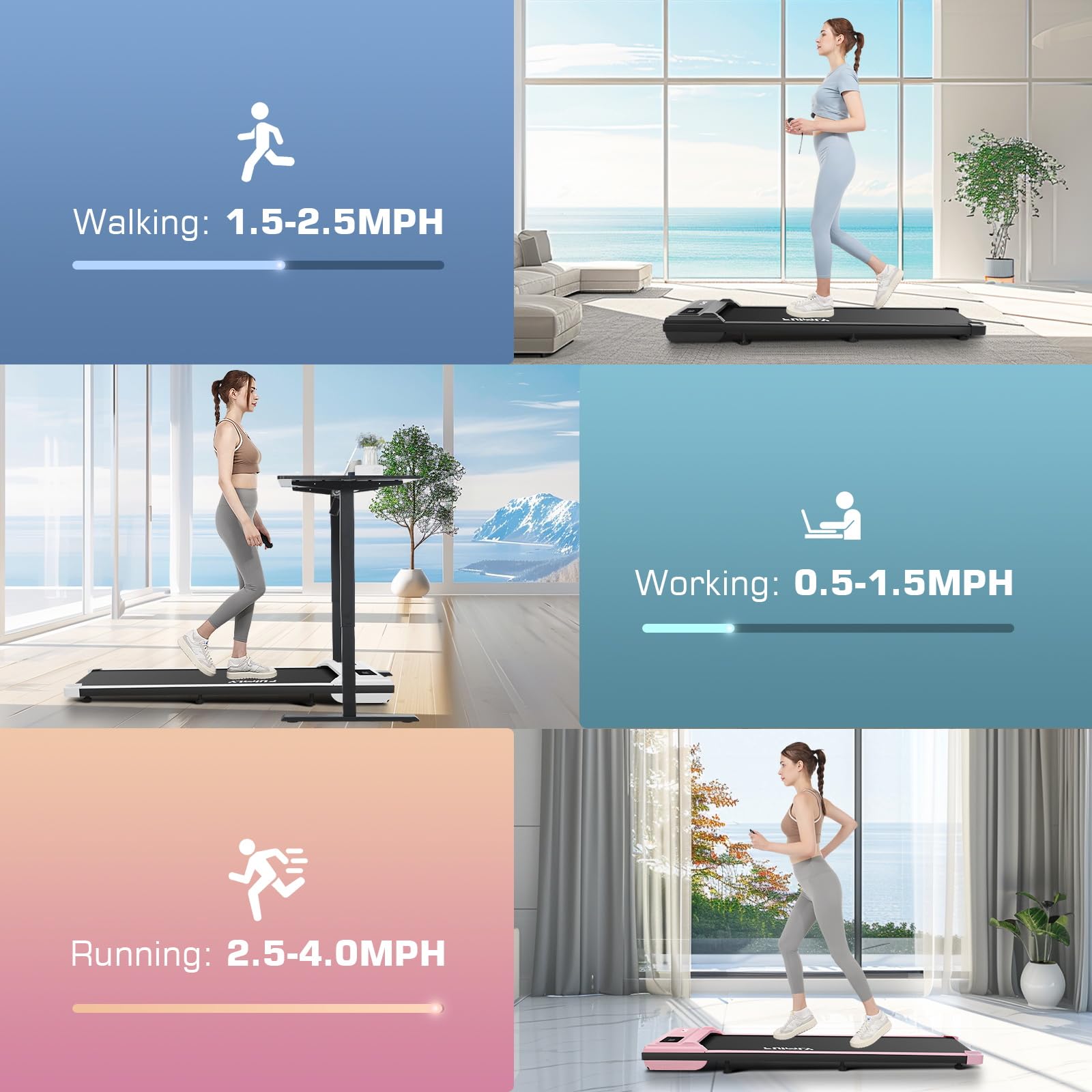 Under Desk Treadmill, Expert Of Wooden Walking Pad, Walking Jogging Machine With Remote Control, Installation-Free