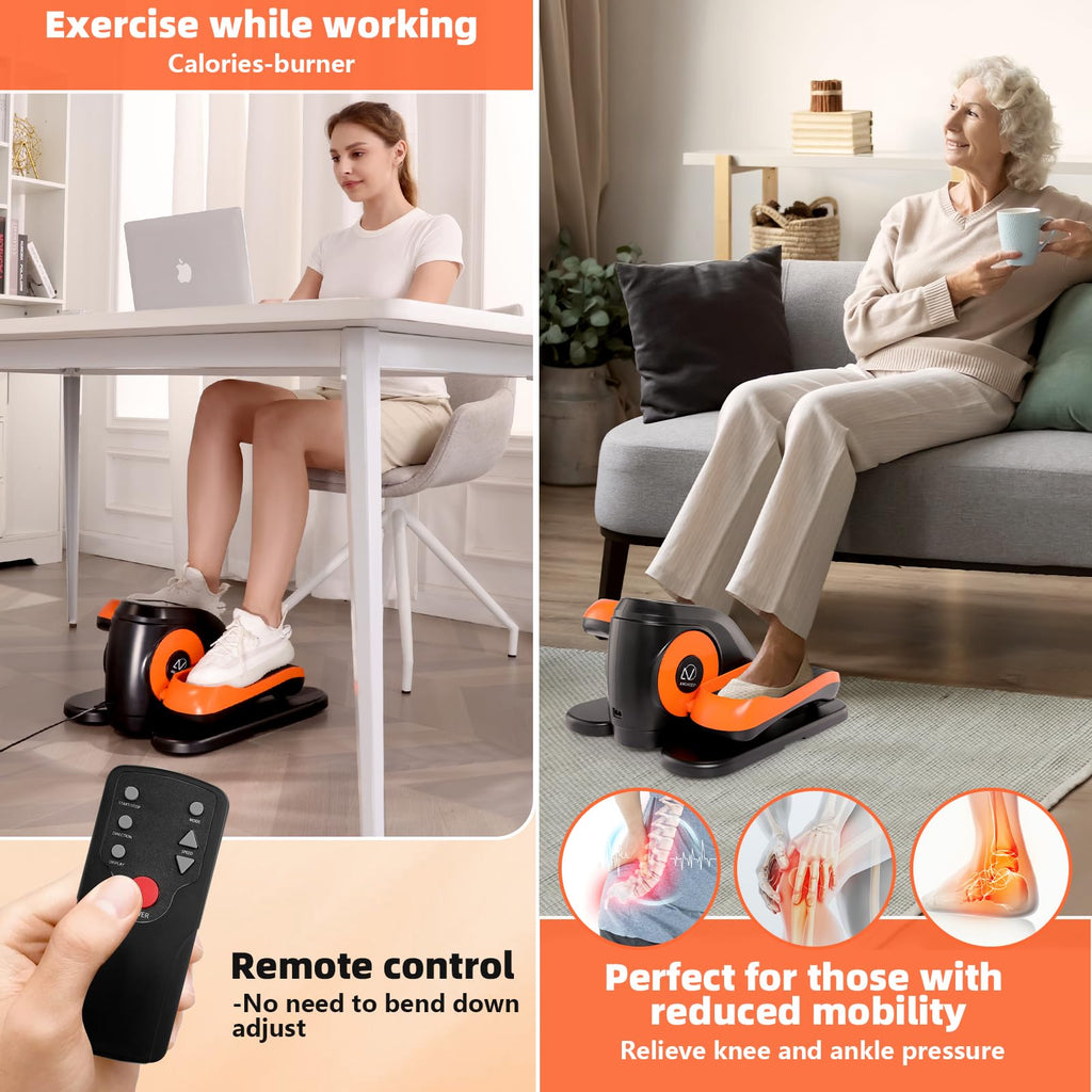Ancheer Under Desk Elliptical, Ellipse Leg Exerciser For Seniors Fully Assembled , Electric Seated Pedal Exerciser With Remote C