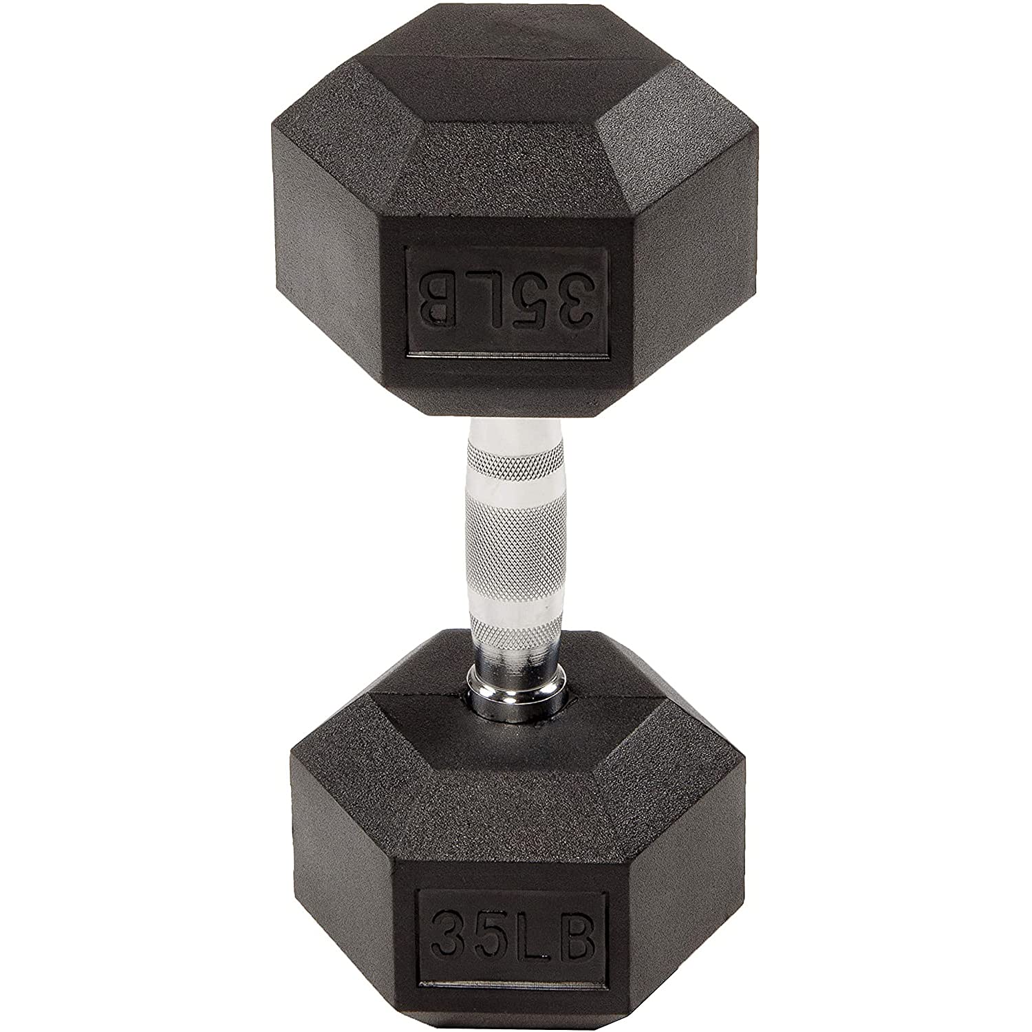 Signature Fitness Rubber Encased Hex Dumbbell, 35Lb Single