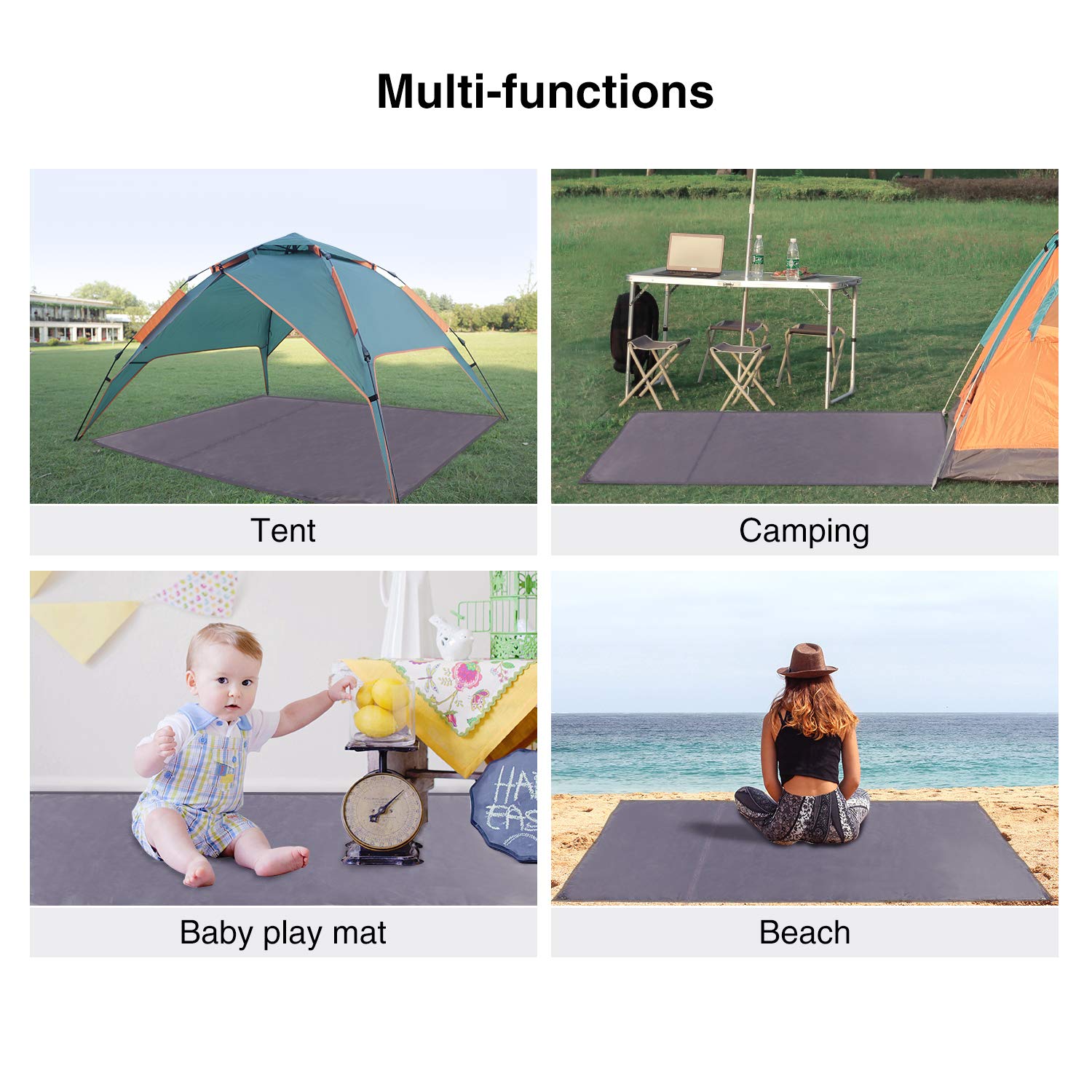 Redcamp Waterproof Camping Tent Tarp - 83'' X83'', 4 In 1 Multifunctional Tent Footprint For Camping, Hiking And Survival Gear,