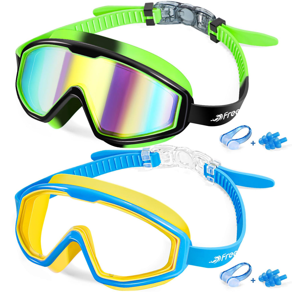 Freela Kids Goggles, Swim Goggles For Kids 3-15, Kids Toddler Goggles For Boys Girls Pool Beach Child Swimming Goggles With Uv P