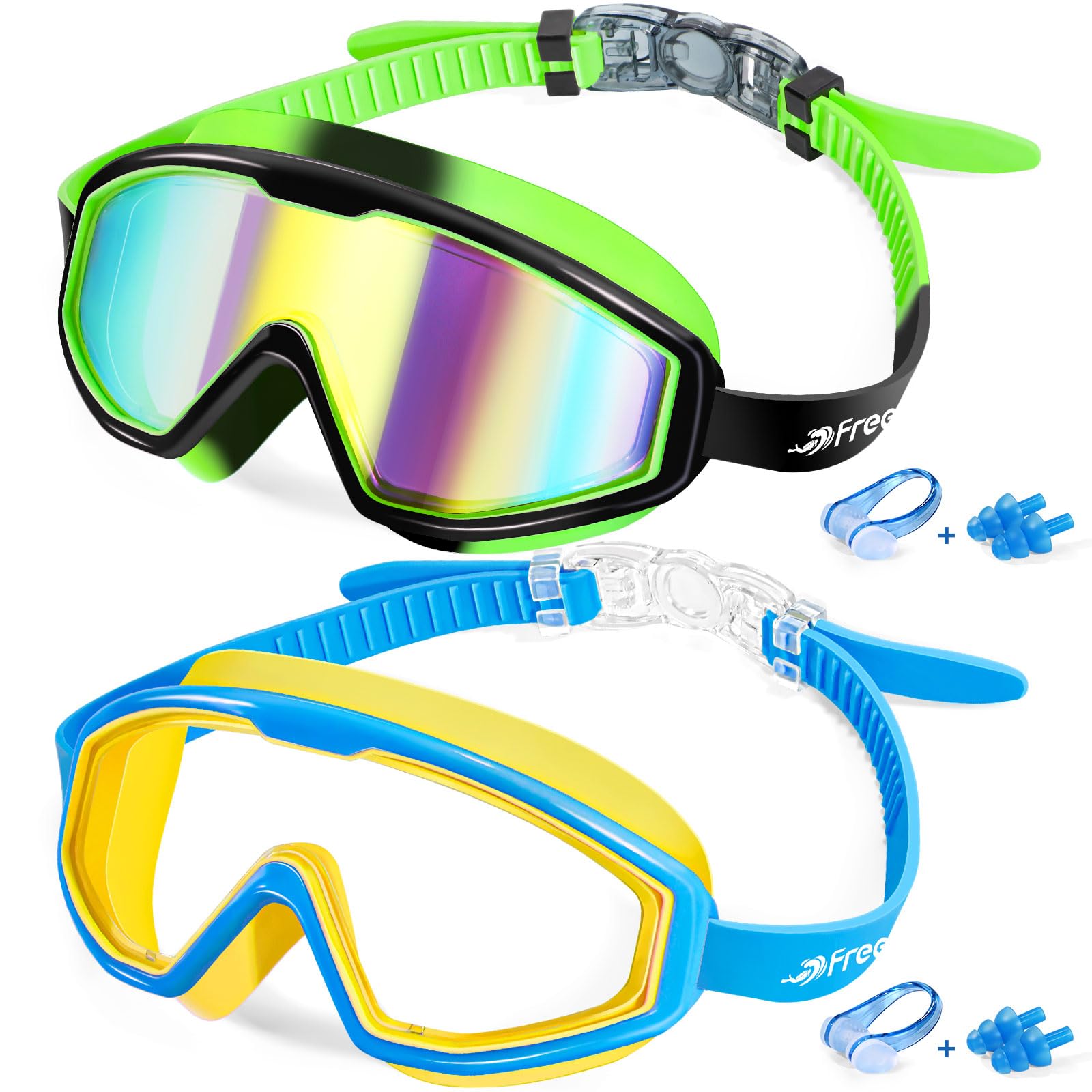 Freela Kids Goggles, Swim Goggles For Kids 3-15, Kids Toddler Goggles For Boys Girls Pool Beach Child Swimming Goggles With Uv P