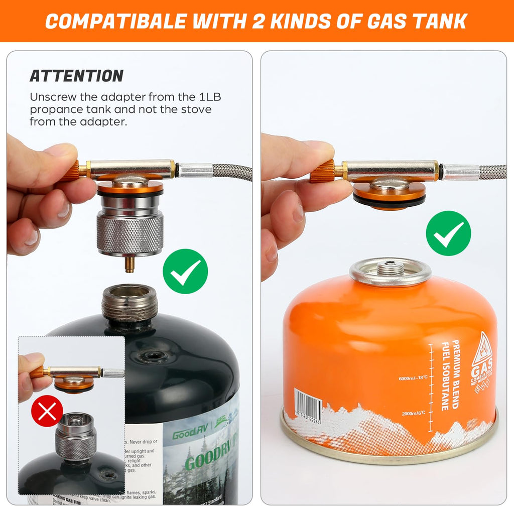 Odoland 3500W Windproof Camp Stove Camping Gas Stove With Windscreen, Fuel Canister Adapter, Piezo Ignition, Carry Case, Portabl