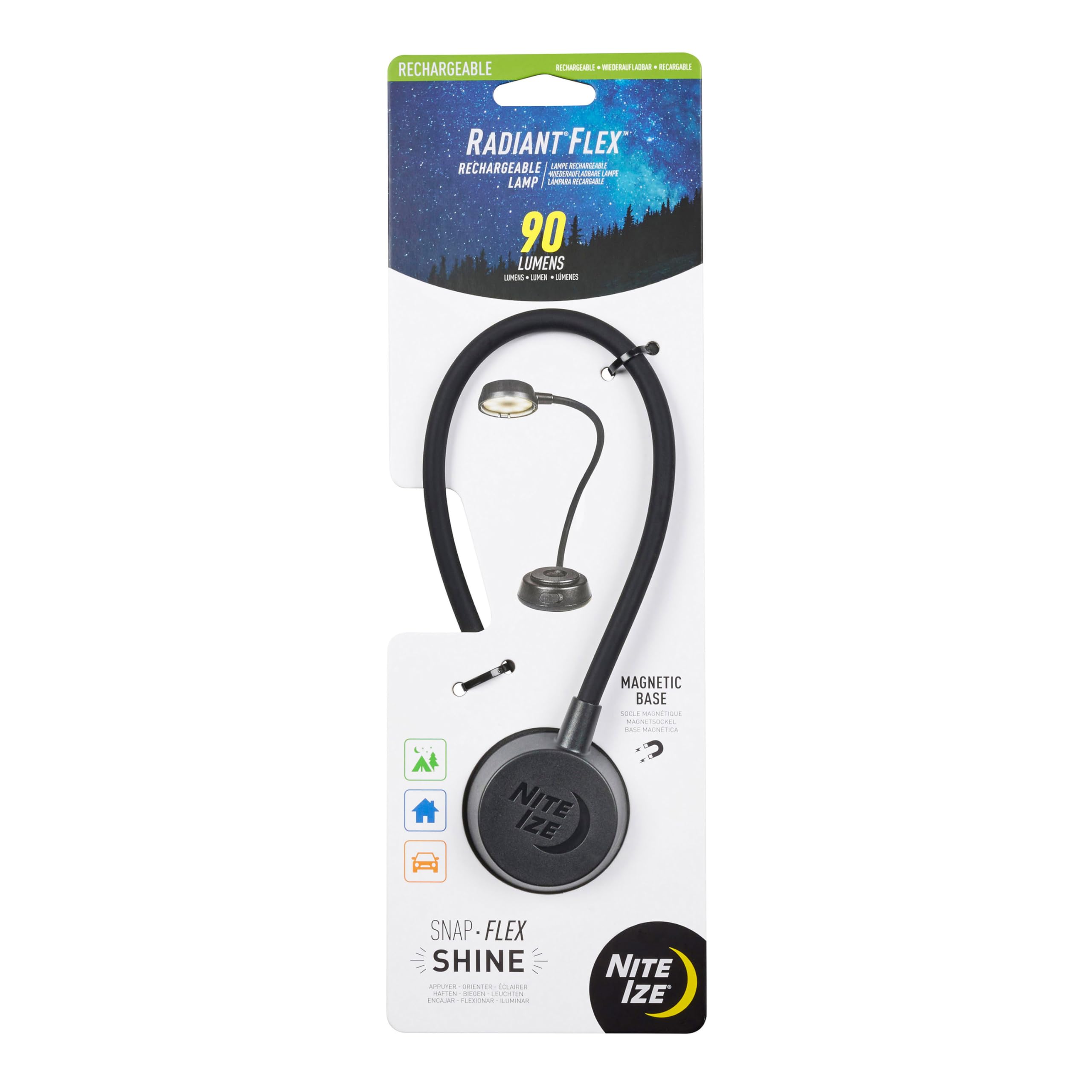 Nite Ize Radiant Flex Rechargeable Lamp - Rechargeable Lamp with Bendable Gooseneck - Magnetic Base for Hands-Free Illumination 
