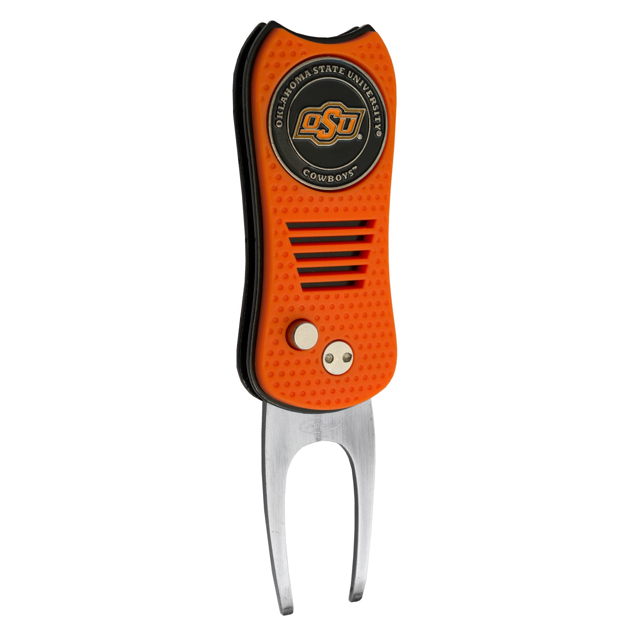 Team Golf Ncaa Oklahoma State Cowboys Retractable Divot Tool With Double-Sided Magnetic Ball Marker, Features Patented Single Pr