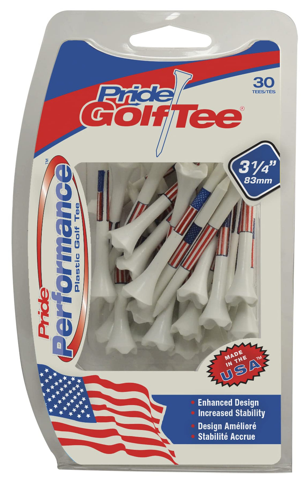 Pride Golf Tee Tees 30 Count, White, 3-1/4 Inch Us
