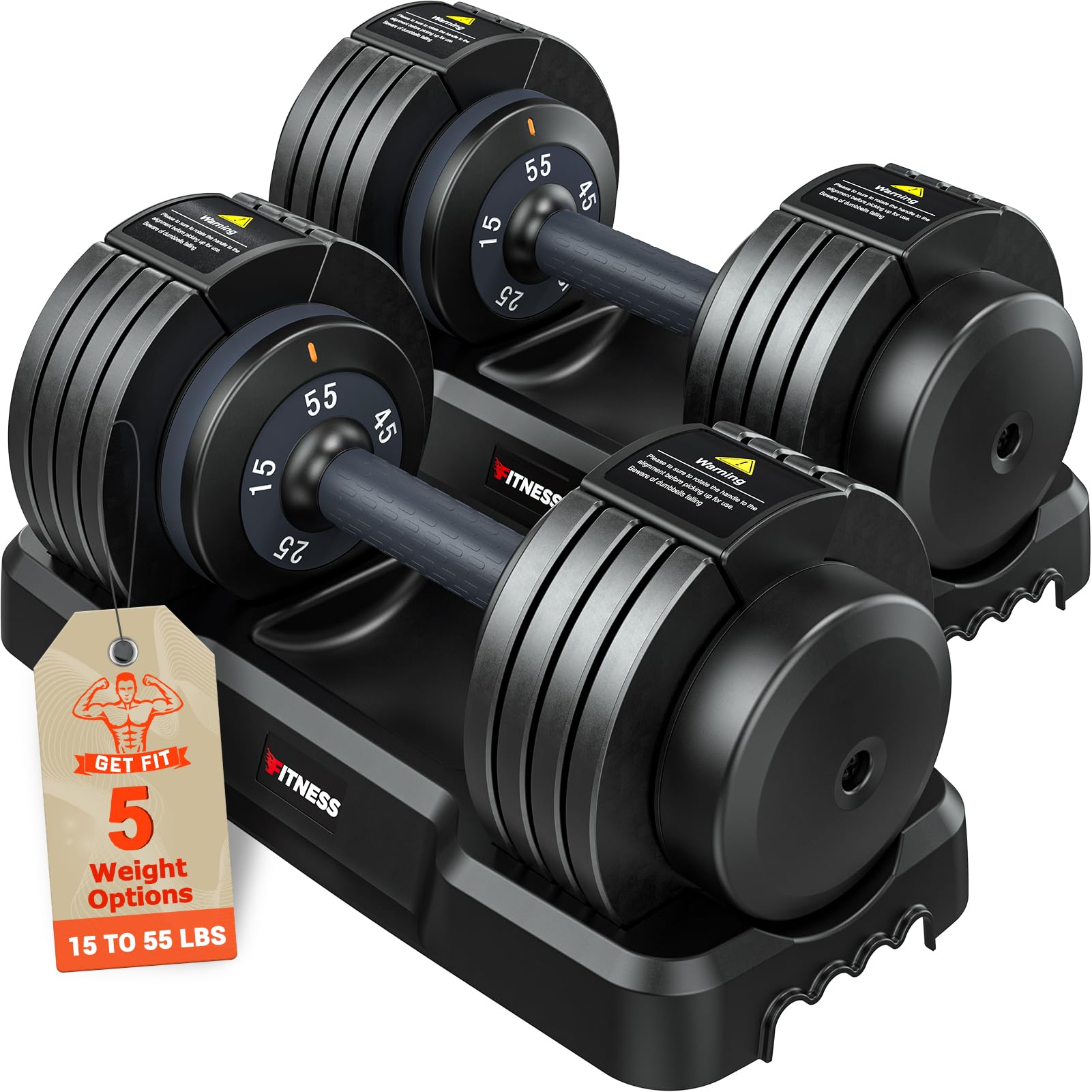 Rendpas Adjustable Dumbbells Set of 2, Select Weight Dumbbell Set, 5 in 1 Free Dumbbell Set with Anti-Slip Texture Handle, Weigh