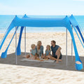 FAHKNS Beach Tent, Camping Sun Shade UPF50+ with 8 Sandbags, Sand Shovel, Ground Spikes and Stabilizer Poles, 10x10ft Beach Suns
