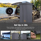 Sanhima Awning Shower Tent With 90 Swning Arm - Car Side Shower Room W/Led Light, Camping Waterproof Portable Privacy Shelter Ba
