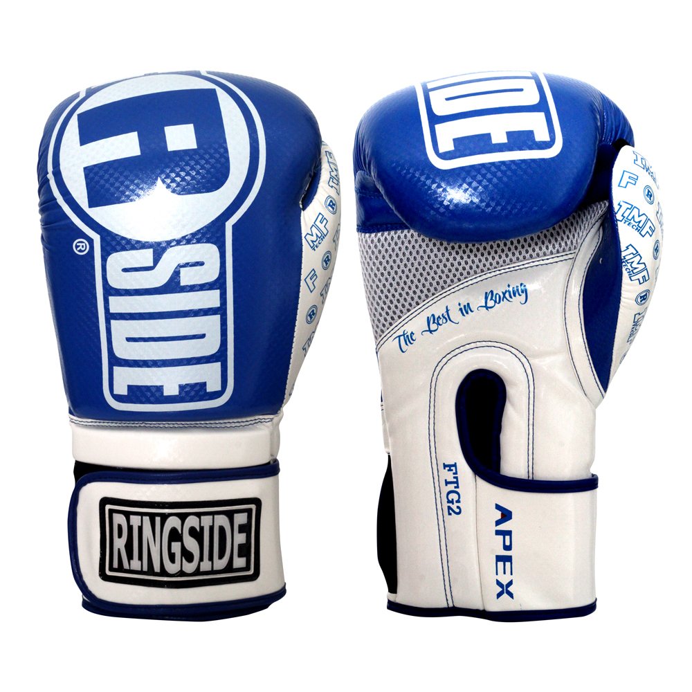 Ringside Apex Flash Boxing Training Sparring Gloves, Bl/Wh 18 Oz,Blue/White