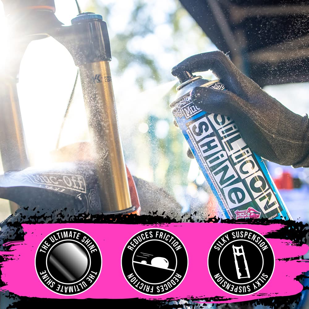 Muc Off Silicon Shine, 500 Milliliters - Highly Advanced, Friction-Reducing Bicycle Shine Spray For A Glossy Finish - Suitable F