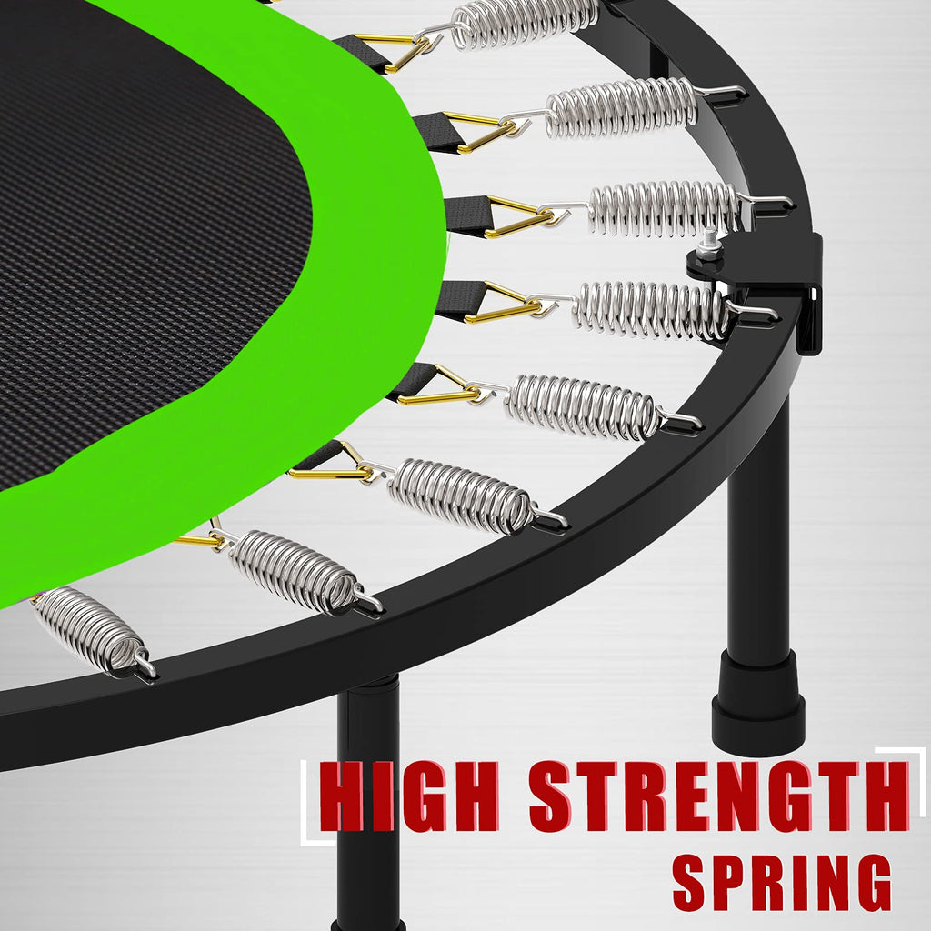 Kanchimi 40 Folding Mini Fitness Indoor Exercise Workout Rebounder Trampoline with Handle, Max Load 330lbs(Green)
