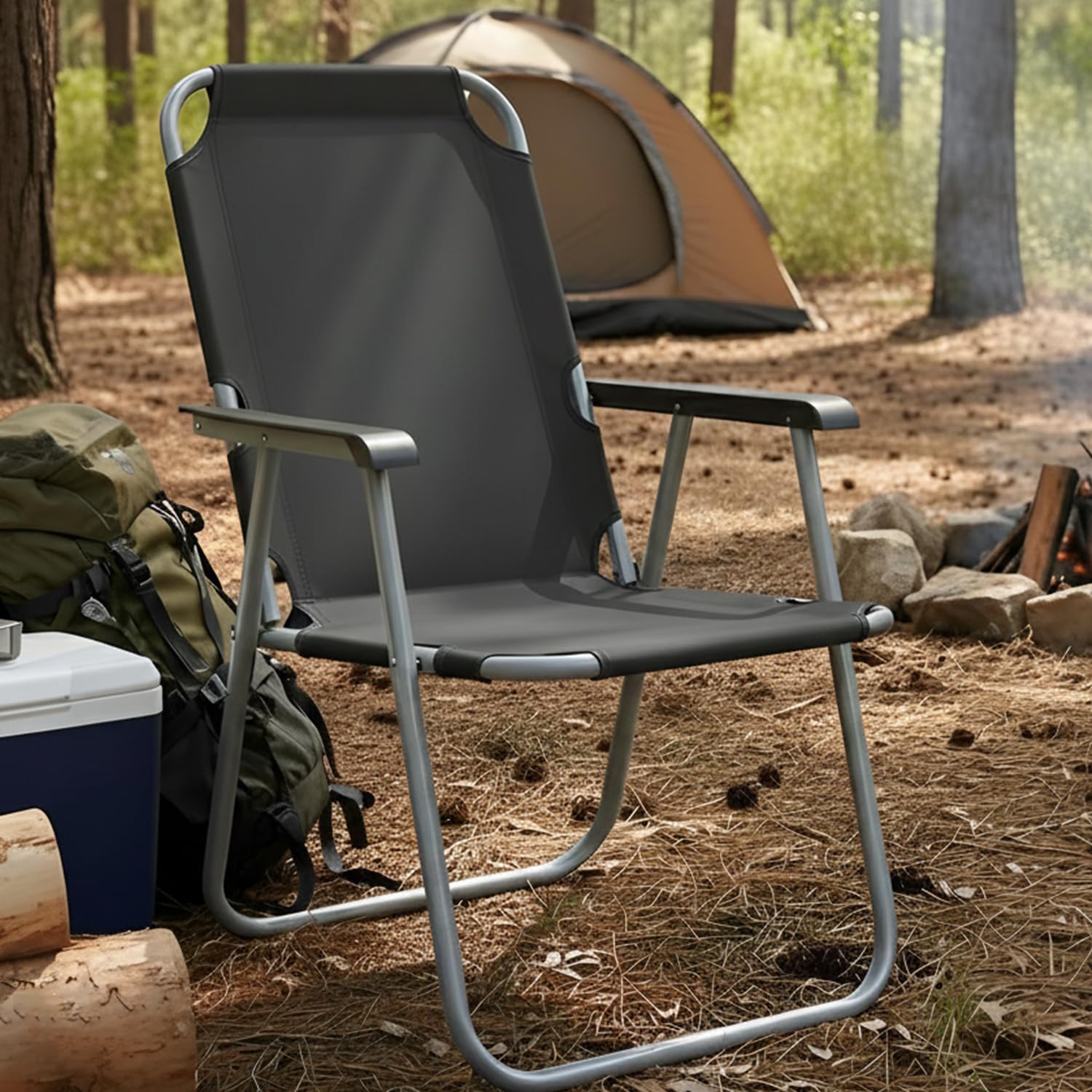 Hacer Camping Chair Foldable With Arm Rest Portable & Lightweight Folding Fishing Chairs For Outdoor Garden And Beach Picnic Tra