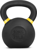 Yes4All Powder Coated Cast Iron Competition Kettlebell With Wide Handles & Flat Bottoms - 32 Kg / 71 Lb