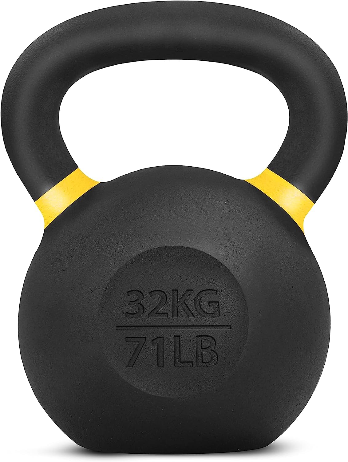 Yes4All Powder Coated Cast Iron Competition Kettlebell With Wide Handles & Flat Bottoms - 32 Kg / 71 Lb