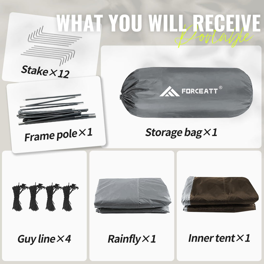 Forceatt Tent For 2 Person Is Waterproof And Windproof, Camping Tent For 3 To 4 Seasons,Lightweight Aluminum Pole Backpacking Te