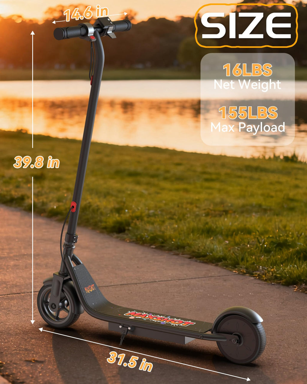 MAXSHOT Electric Scooter Adults & Big Kids, Top Speed 9/16/19/22MPH, 10/12/16/21/50Miles Range, 6.5/8.5/14 Tires Folding Commute