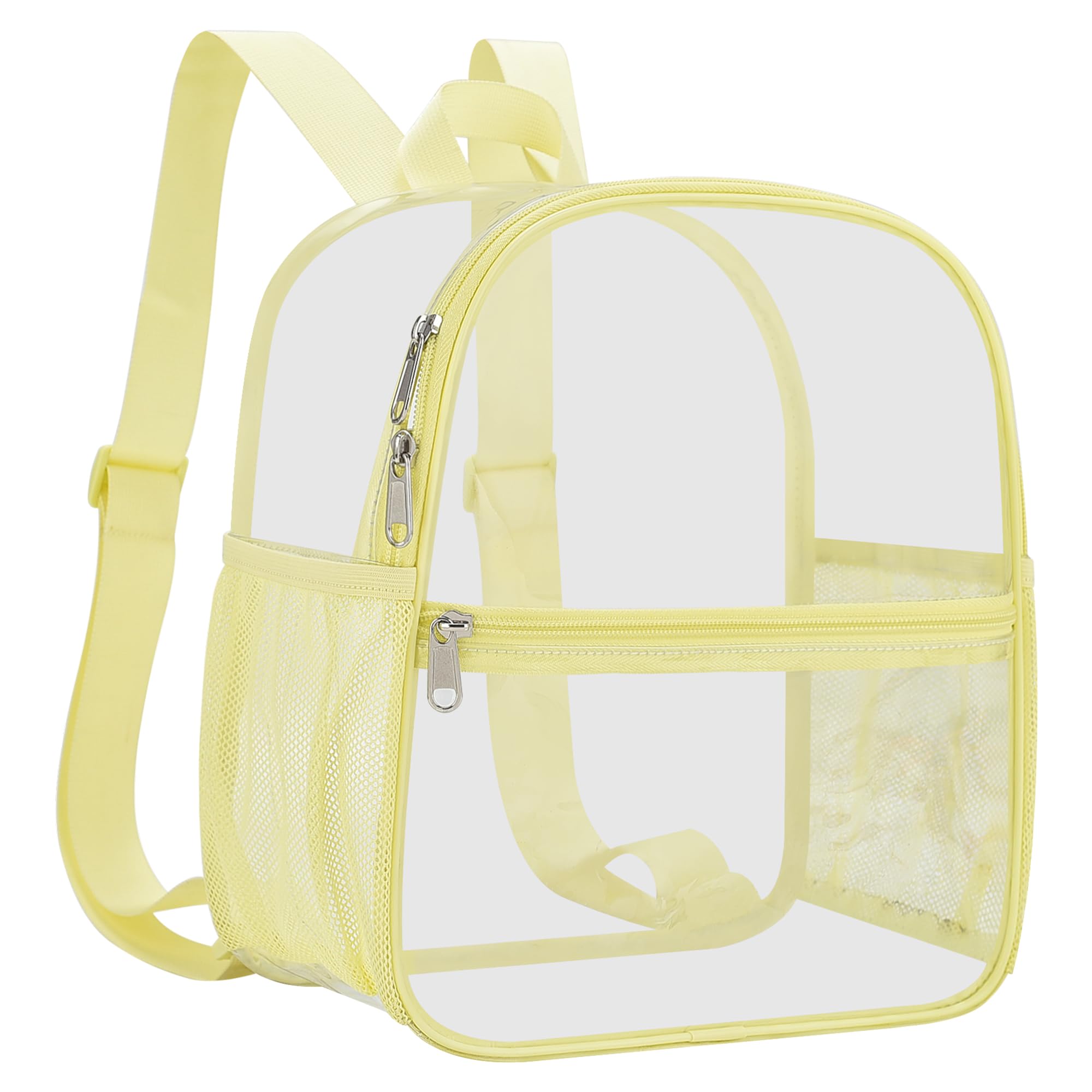 Slumou Clear Backpack for Stadium Events 12x12x6 Sports Backpack Mini Small for Fan, Concert, Beach, Work, Travel & Sporting(Yel