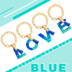 Letter Charm Accessories for Stanley Cup 1 PCS Cute Initial Keychain Handle Charm for Stanley Tumbler for Women Blue Letter N