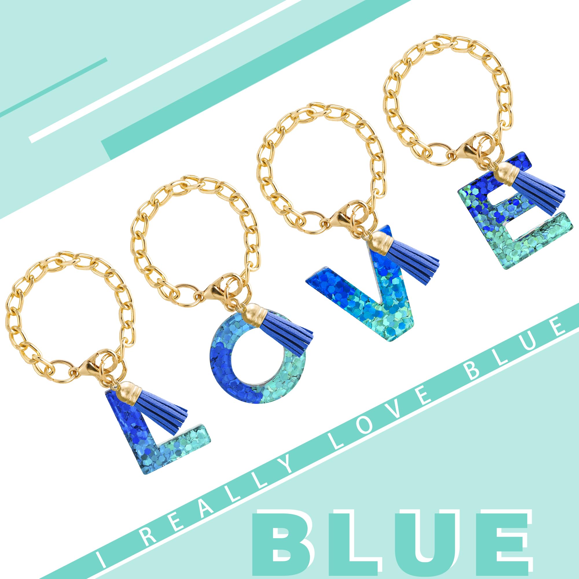 Letter Charm Accessories for Stanley Cup 1 PCS Cute Initial Keychain Handle Charm for Stanley Tumbler for Women Blue Letter N