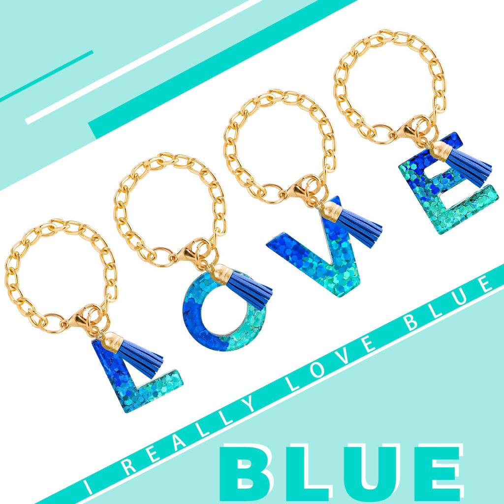 Letter Charm Accessories for Stanley Cup 1 PCS Cute Initial Keychain Handle Charm for Stanley Tumbler for Women Blue Letter F