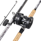 Sougayilang Fiberglass Fishing Pole Conventional Reel Combo With Durable P-Cork Rod Handle, Medium Heavy For Catfish Salmon And