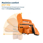 Reclining Stadium Seats For Bleachers With Back Support - Wide Bleacher Chair Cushion, Armrests, Large Pockets, And Multiple Saf