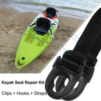 Kayak Seat Repair Kit (Clips+Hooks+Straps) Replacement Including Nylon Webbing Straps-65Inch, Compatible With Ocean Kayak, Lifet