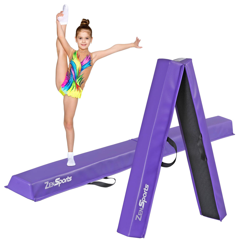 Zeny 6Ft Folding Gymnastics Balance Beam Foam Floor Balance Beam Bar With Anti-Slip Base Walking Beams Home Gymnastics Equipment