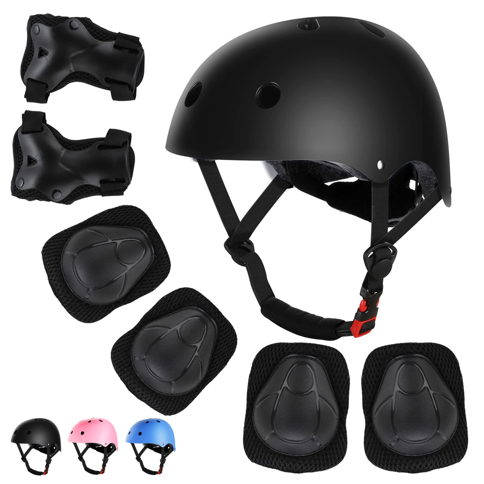 WayEee Kids Bike Helmet Set Skateboard Knee Pads, Helmet Pad Set Protective Gear Set, Adjustable for Girls Kids 3-10 Helmet Elbo