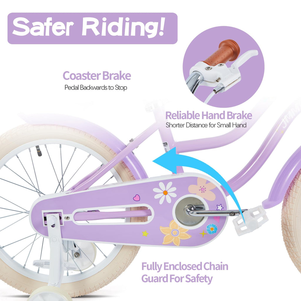 Jmmd Girls Bike For 4-12 Years Old Kids, 12 14 16 18 20 24 Kids Bike With Training Wheels, Basket And Doll Seat, Toddler Girls B