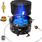 Husyop 3 In 1 Portable Windproof Camping Stove Gas Cooking Burner, 21000W Propane Burners With Piezo Ignition And Carrying Bag F