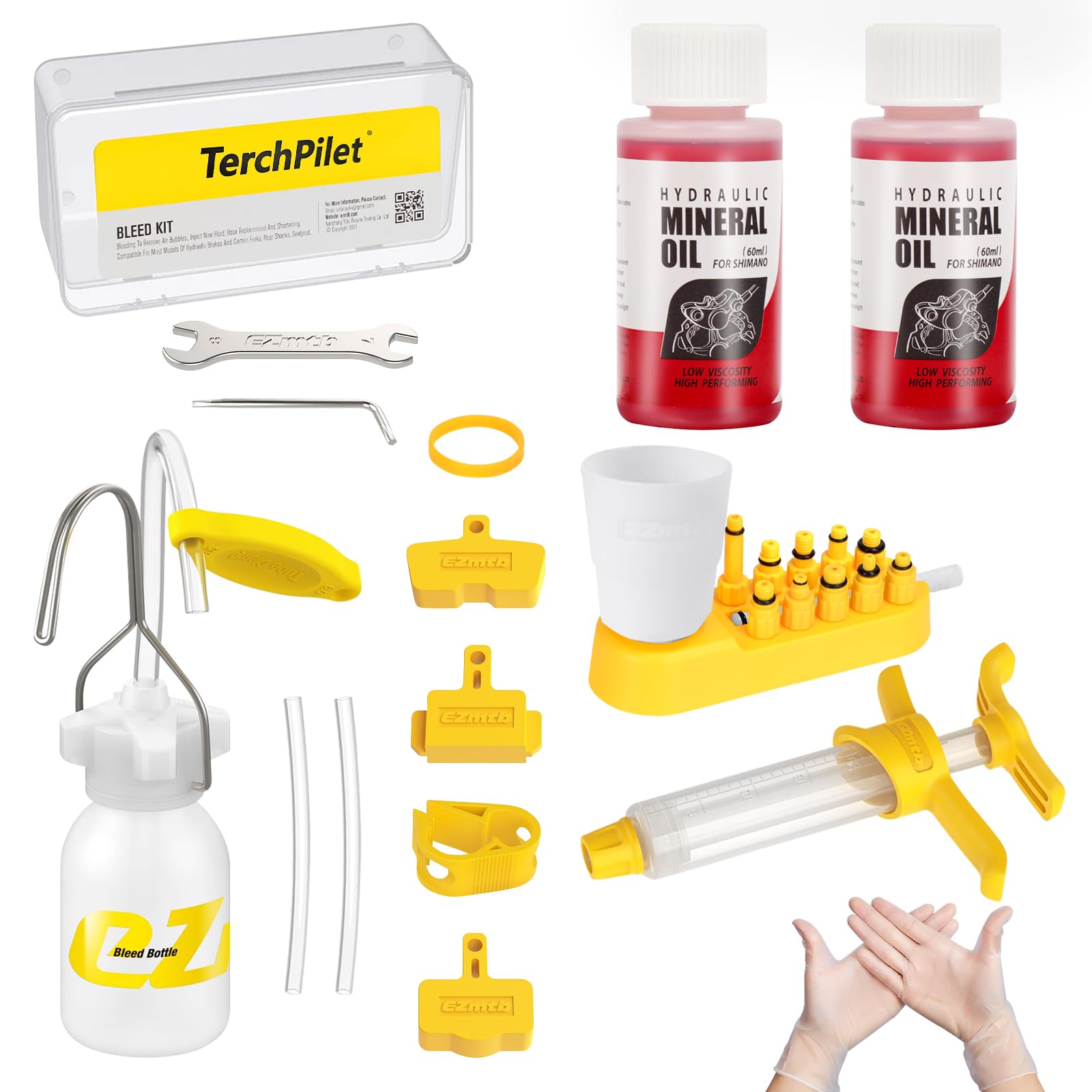 TorchPilot Bike Brake Bleed Kit for Shimano,TEKTRO Hydraulic Disc Brakes, Bicycle Brakes Service Bleed Set with 120ml Mineral Oi