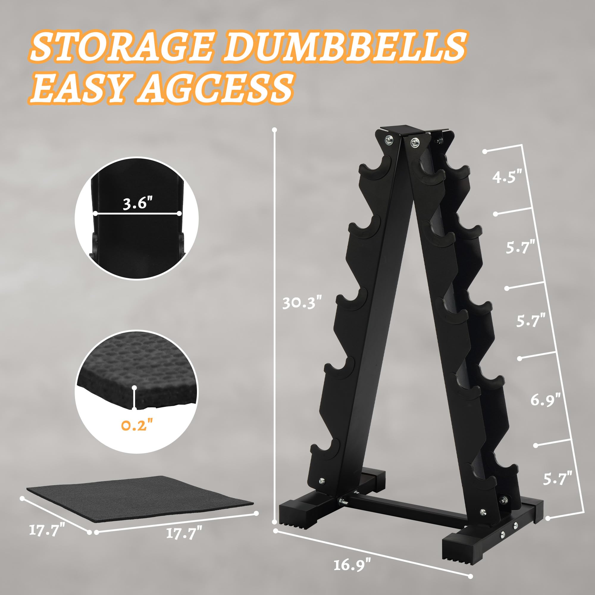 BalanceFrom Dumbbell Set with Rack, Rubber Coated Hex Dumbbell Weights in 200 lbs, 5, 10, 15, 20, 25, 30lbs Pair, Black