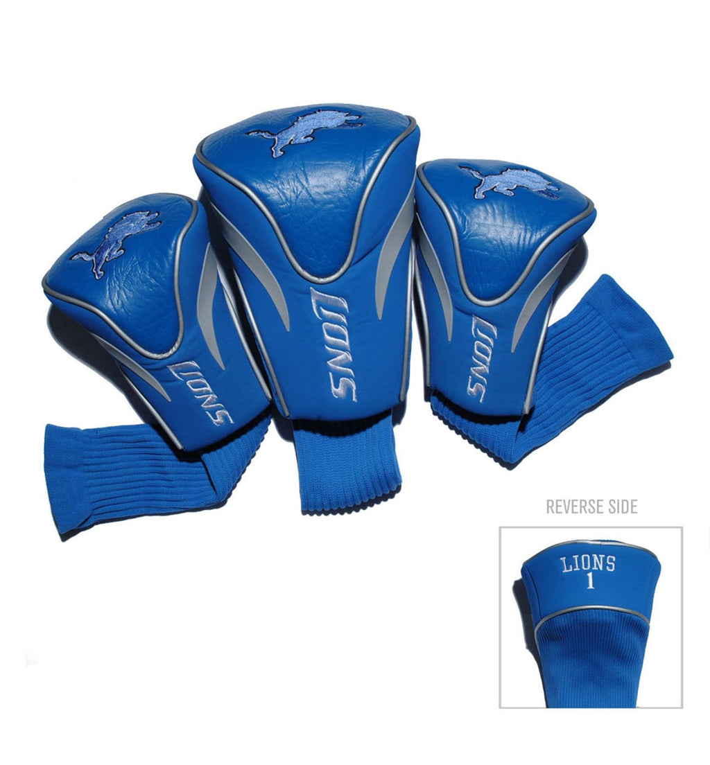Team Golf Nfl Detroit Lions Contour Golf Club Headcovers (3 Count) Numbered 1, 3, & X, Fits Oversized Drivers, Utility, Rescue &