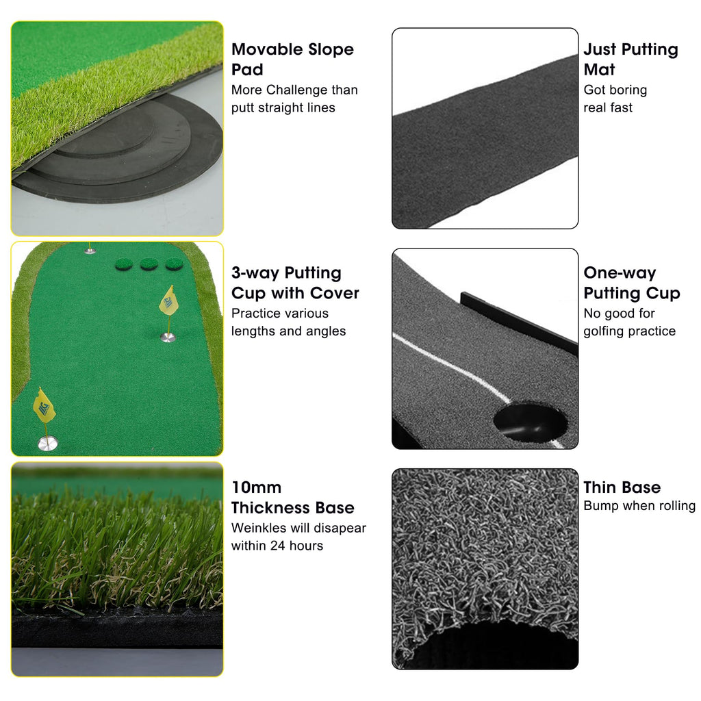 Golf Putting Green Large Golf Mat Practice Indoor Outdoor - 5 X 10 Ft Pro Putting Trainer Golf Game For Home Backyard Office