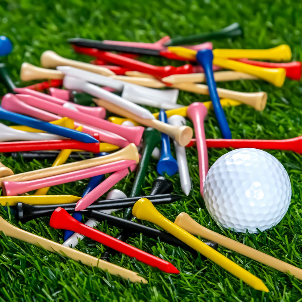 Thiodoon Golf Tees 250 Pcs Professional Natural Wood Golf Tees, 8 Bright Colors Mixed Size 3-1/4 Inch, 2-3/4 Inch And 2-1/8 Inch