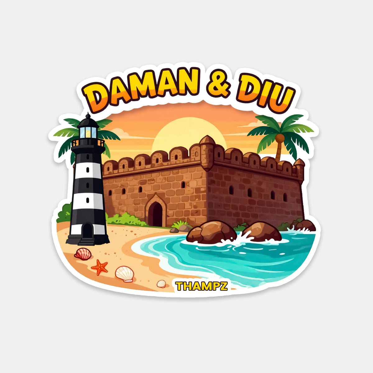 THAMPZ Daman & Diu 3D Embossed Flexible Fridge Magnet 0.5mm Decorative with Strong Hold | Refrigerator Magnet for Notes, Photos