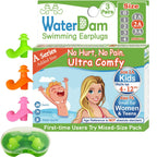 Waterdam A-Series Swimming Ear Plugs Ultra Comfy Great Waterproof Earplugs (Size 2A+2A+2A: Kids Teens Small&Medium Ear Women (Gr