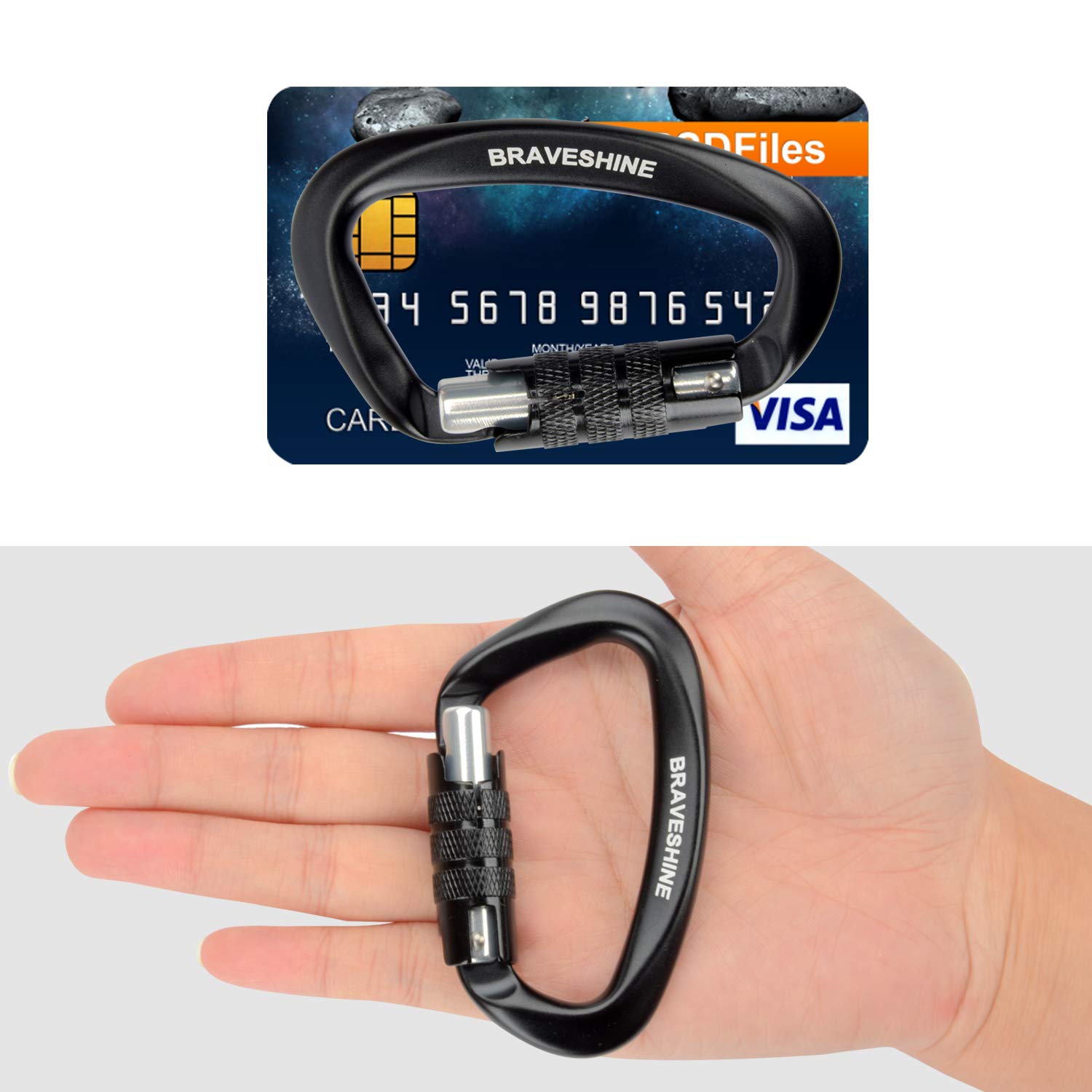 Heavy Duty Carabiner Clips 12Kn Aluminum D Ring Auto Locking Caribeaner Hooks