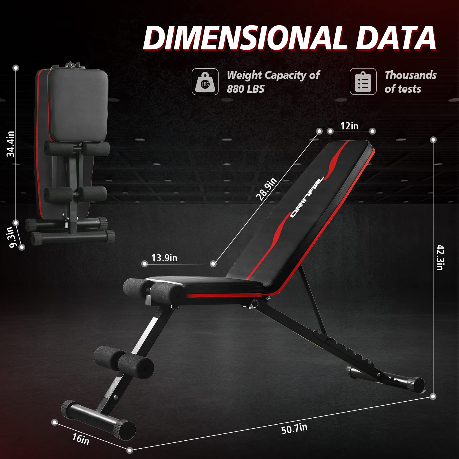 Orinar Weight Bench Press, Strength Training Adjustable Workout Benches For Full Body, Gym Benches For Incline Decline Exercise