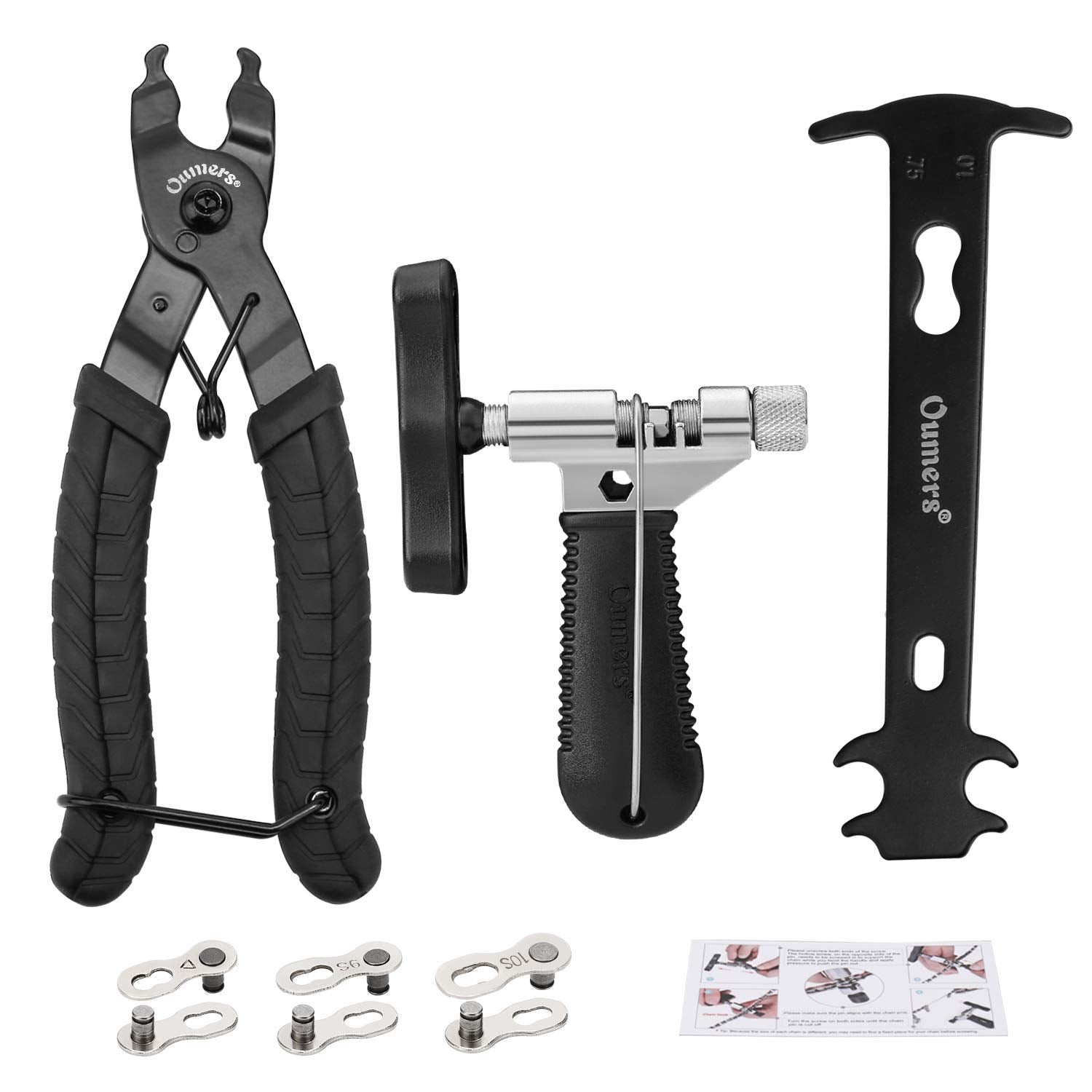 Oumers Bike Chain Tool Set, Bike Chain Plier + Bike Chain Splitter + Chain Wear Indicator + 3 Pairs Bicycle Missing Link For 6/7