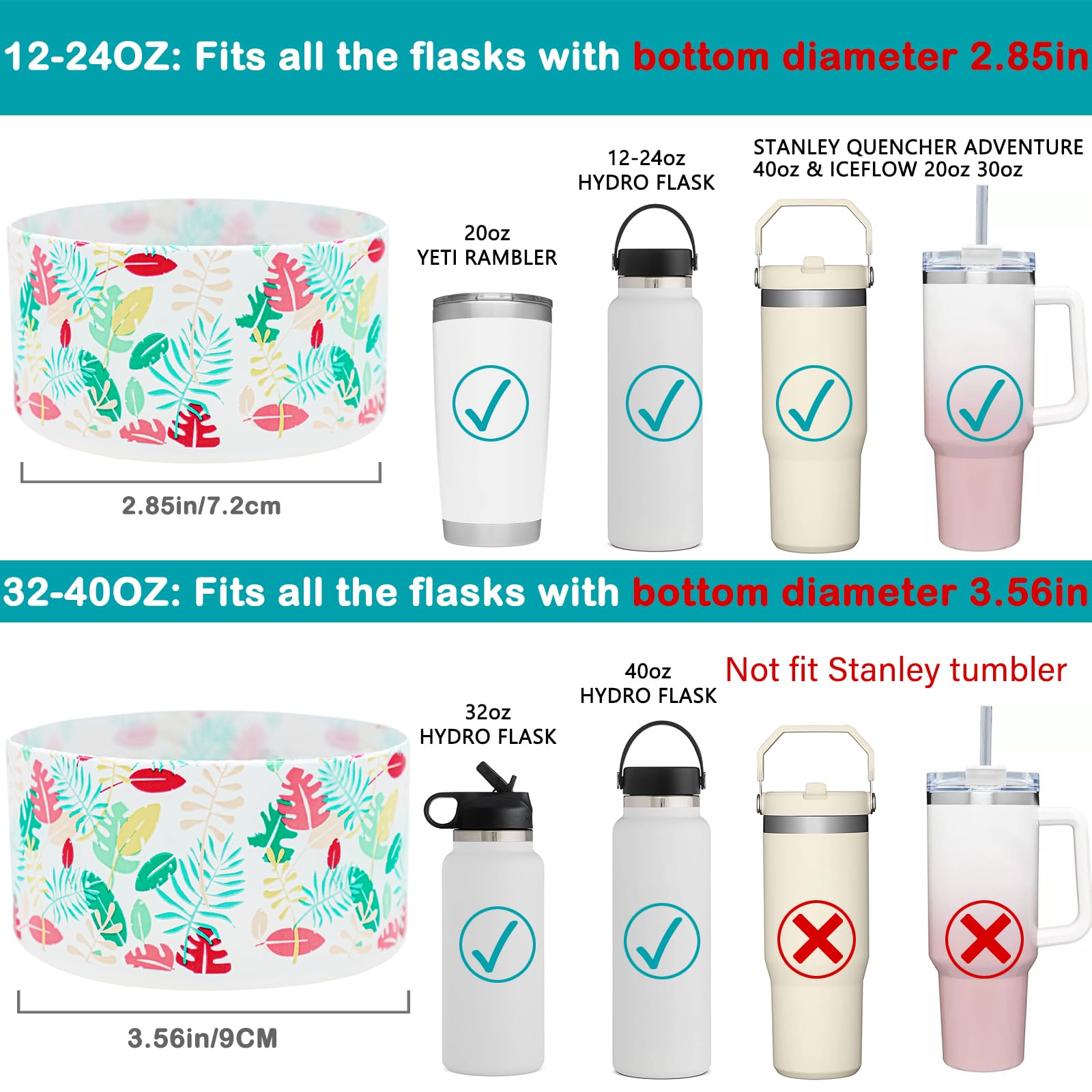 Heyskay Protective Flask Silicone Boot Cover Base 32Oz 4Oz For Hydro Flask Water Bottle Accessories Yeti, Simple Modern,Takeya,M