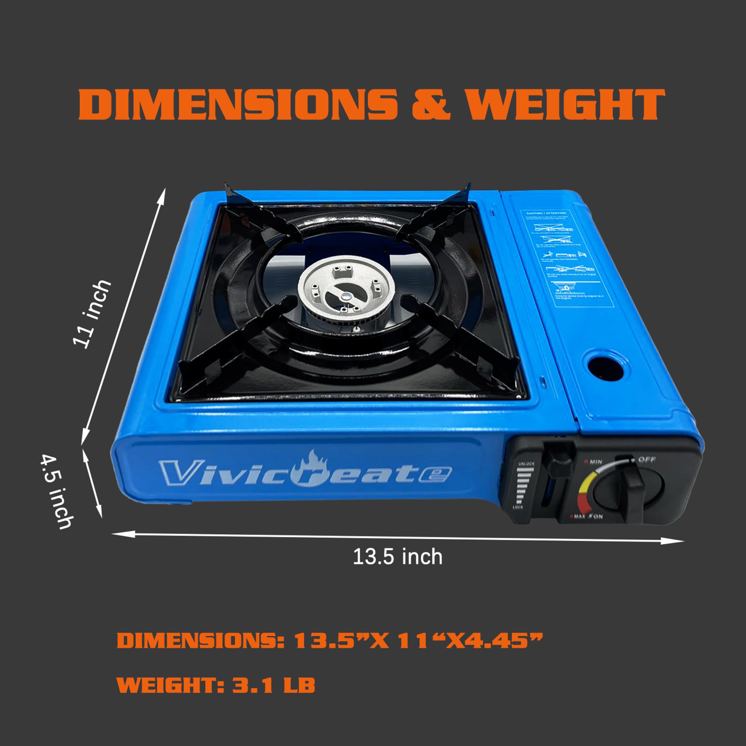 Vivicreate 7000 Btu Portable Butane Gas Stove For Camping Cooking Outdoor, Lightweight Portable Stove Burner With Auto Ignition,